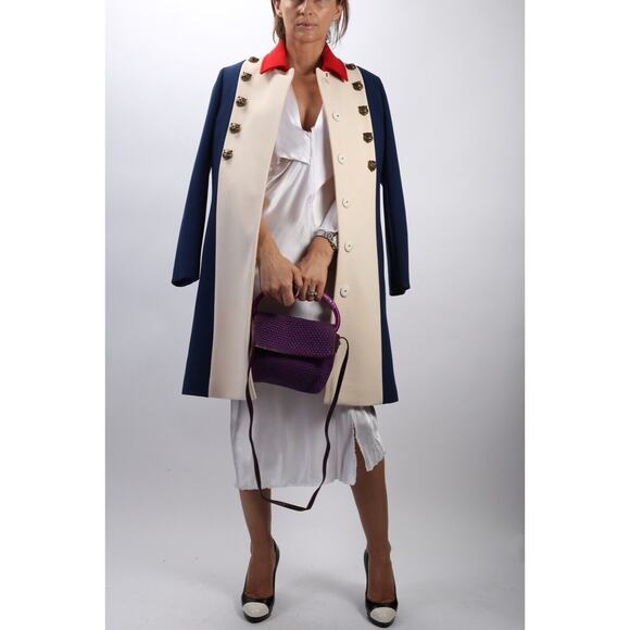 Gucci Tiger Embellished Tricolour White Blue Red Wool Long Statement Coat 44 - Picture 12 of 12